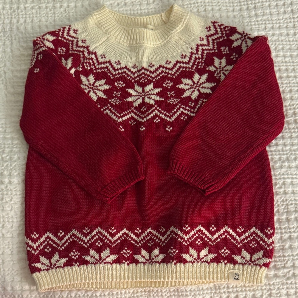 Red and Cream Baby Sweater
